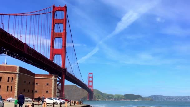 Golden Gate Bridge Visto Baker Beach Tramonto San Francisco California — Video Stock