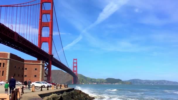 Golden Gate Bridge Visto Baker Beach Tramonto San Francisco California — Video Stock