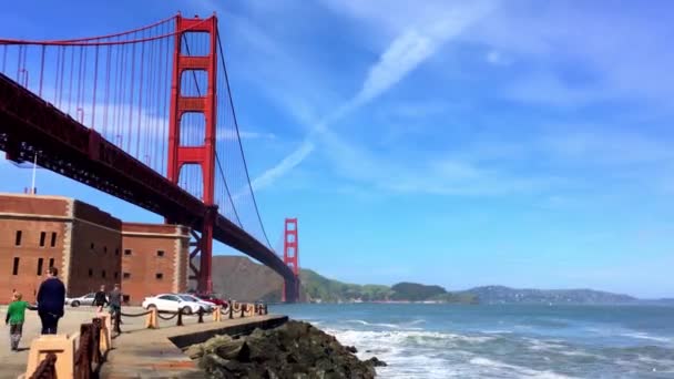 Golden Gate Bridge See Baker Beach Sunset San Francisco California — стокове відео