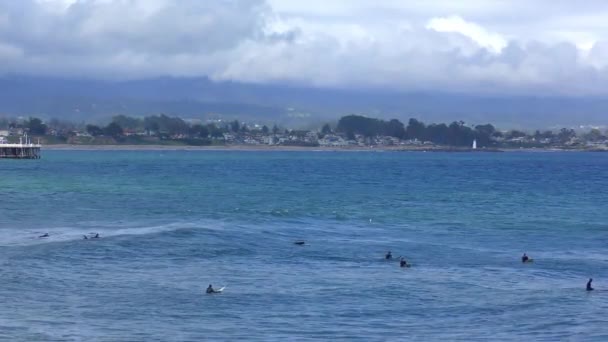 Surfisti Non Identificati Santa Cruz Pleasure Point Nella Monterey Bay — Video Stock