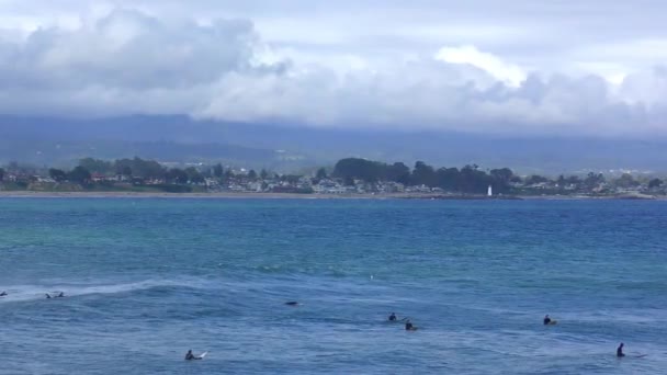 Surfisti Non Identificati Santa Cruz Pleasure Point Nella Monterey Bay — Video Stock