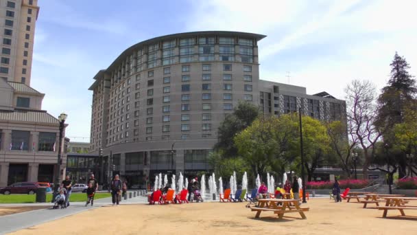 San Jose California Usa April 2017 Fountain Downtown San Jose — 图库视频影像