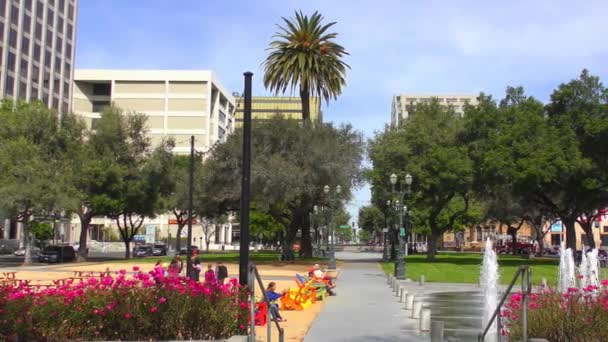 San Jose California Usa Aprile 2017 Fontana Nel Centro San — Video Stock