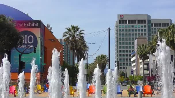 San Jose California Usa April 2017 Fountain Downtown San Jose — 图库视频影像