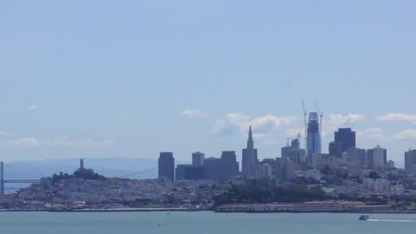 San Francisco Skyline Vid Solnedgången Sett Utifrån Treasure Island California — Stockvideo