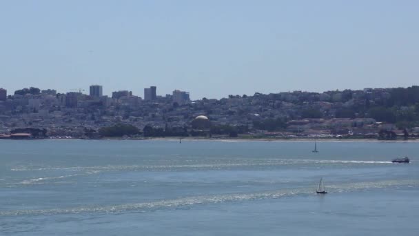 San Francisco Skyline Vid Solnedgången Sett Utifrån Treasure Island California — Stockvideo