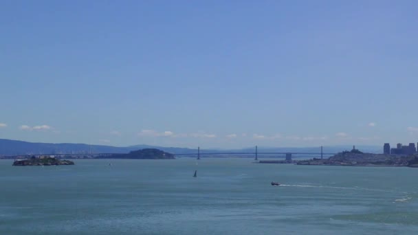 San Francisco Panorama Při Západu Slunce Jak Vidět Treasure Island — Stock video