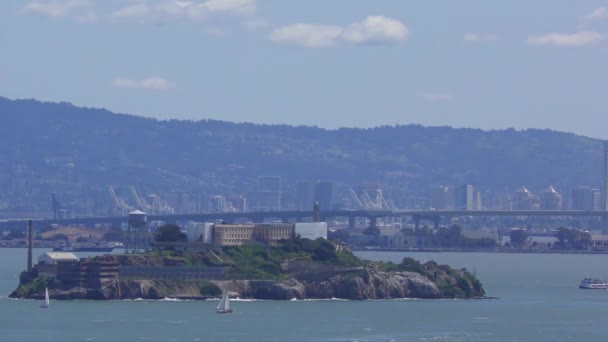 Isla Alcatraz Vista Desde Treasure Island San Francisco California — Vídeo de stock