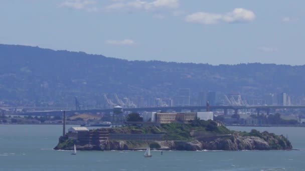 Isla Alcatraz Vista Desde Treasure Island San Francisco California — Vídeos de Stock