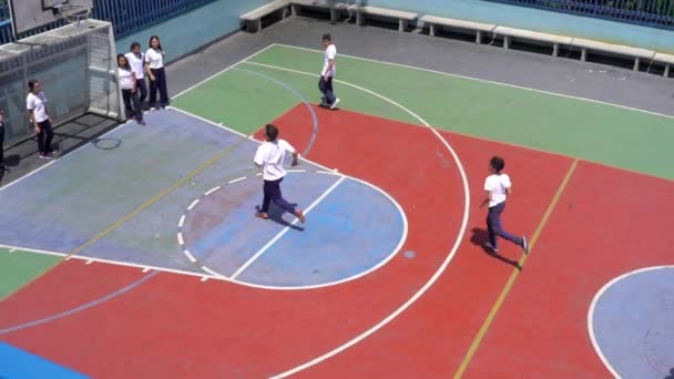 Estudiantes Identificados Jugando Juego Pelota Recreativa Una Escuela Pública Distrito — Vídeo de stock