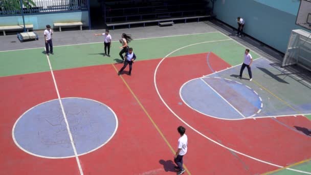 Uidentificerede Studerende Spiller Rekreativ Boldspil Offentlig Skole Marques Distriktet Caracas – Stock-video