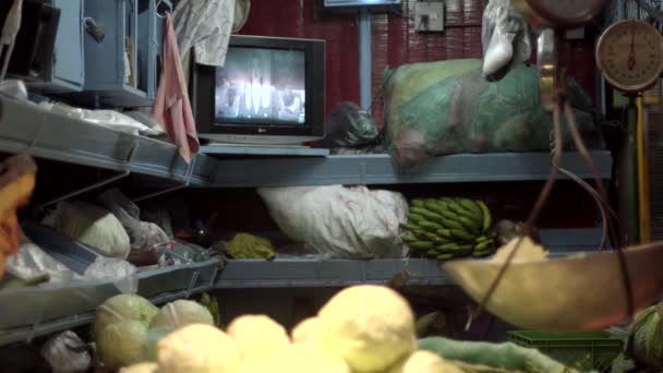 Ovocný Zeleninový Stánek Trhu Plaza Minorista Zemědělců Náměstí Minorista Medellinu — Stock video