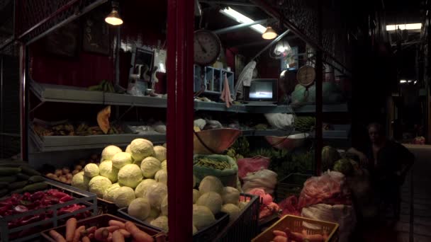 Fruit Vegetable Stall Plaza Minorista Farmers Market Minorista Square Medellin — 비디오