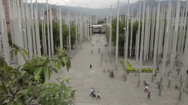 Pessoas Não Identificadas Parque Las Luces Parque Das Luzes Medellín — Vídeo de Stock