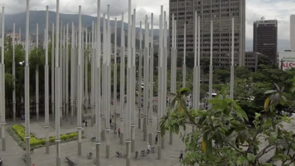 Pessoas Não Identificadas Parque Las Luces Parque Das Luzes Medellín — Vídeo de Stock