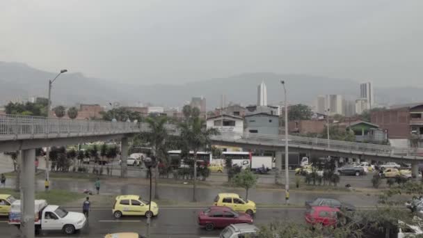 Wegverkeer Het Plaza Minorista Minorista Square Medellin Colombië Circa April — Stockvideo