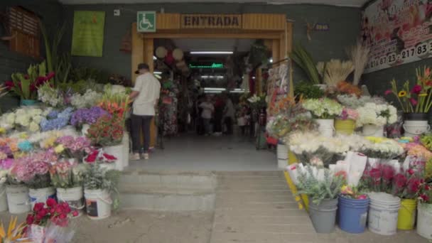 Цветочный Рынок Placita Florez Медельине Колумбия Апрель 2019 Года — стоковое видео