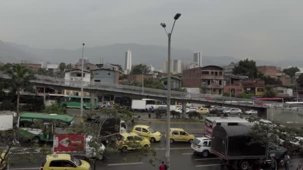 Ruch Drogowy Plaza Minorista Plac Minorista Medellin Kolumbia Około Kwietnia — Wideo stockowe