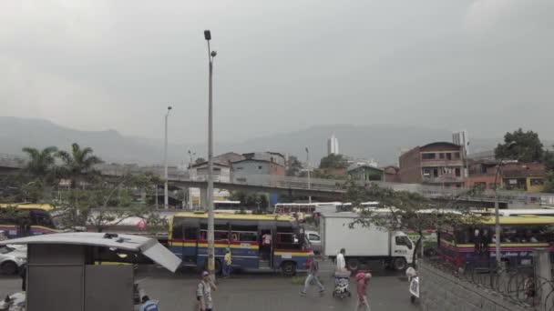 Road Traffic Plaza Minorista Minorista Square Medellin Colombia Circa April — 비디오