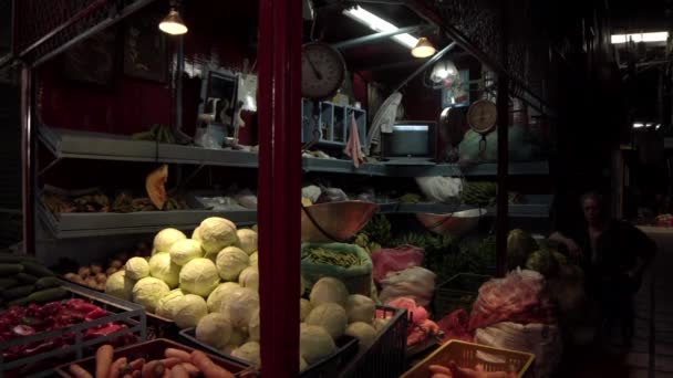 Фруктово Овощная Лавка Рынке Мелких Фермеров Площади Минориста Медельине Колумбия — стоковое видео
