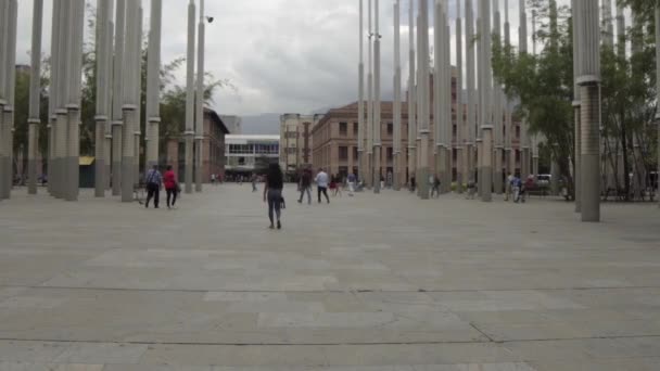 Pessoas Não Identificadas Parque Las Luces Parque Das Luzes Medellín — Vídeo de Stock