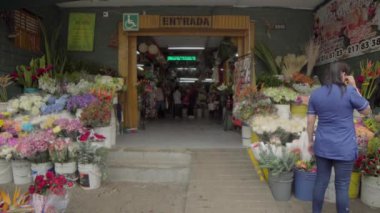 Medellin, Kolombiya 'daki Placita de Florez çiçek pazarı, 2019 Nisan ayı civarı.
