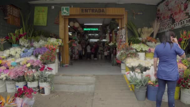 Rynek Kwiatów Placita Florez Medellin Kolumbia Około Kwietnia 2019 — Wideo stockowe