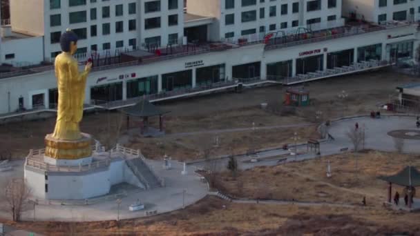 Moğolistan Başkenti Ulaanbaatar Daki Uluslararası Buda Parkı Ndaki Büyük Heykel — Stok video