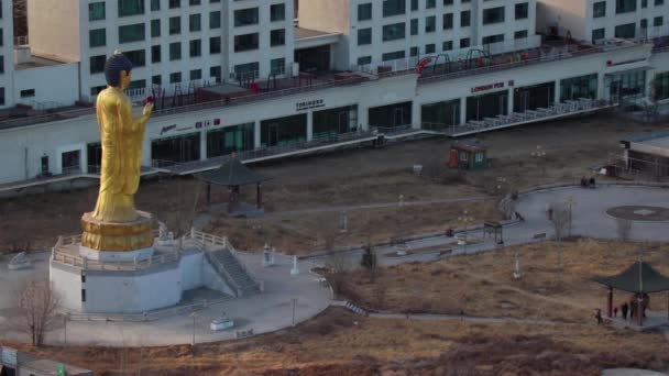Velká Socha Buddhy Mezinárodním Buddhově Parku Ulaanbaataru Hlavním Městě Mongolska — Stock video