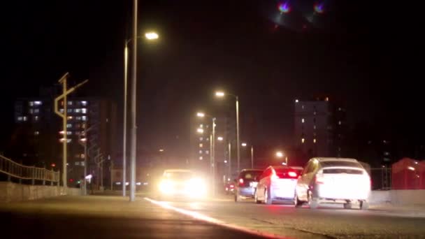 Street Traffic Ulaanbaatar Capital Mongolia Night Circa March 2019 — Stock Video