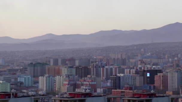 Utsikt Över Ulaanbaatar Mongoliets Huvudstad Från Zaisan Memorial Mars 2019 — Stockvideo