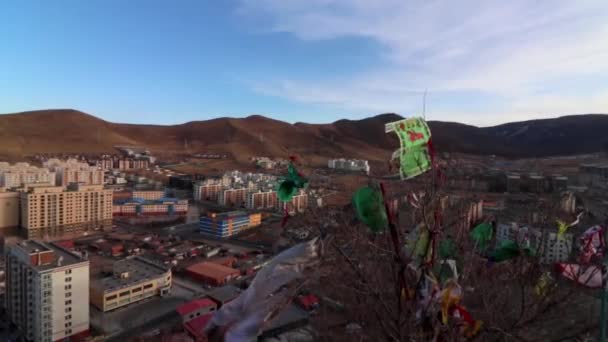 Pemandangan Ulaanbaatar Ibu Kota Mongolia Dari Monumen Zaisan Sekitar Maret — Stok Video