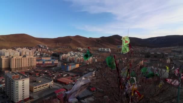 Vista Ulaanbaatar Capital Mongólia Memorial Zaisan Por Volta Março 2019 — Vídeo de Stock