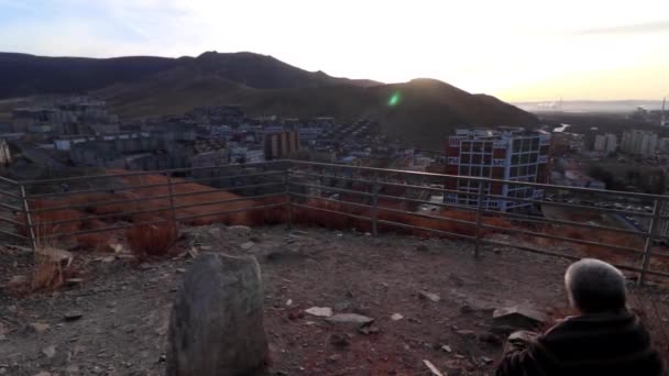 Vista Ulaanbaatar Capital Mongólia Memorial Zaisan Por Volta Março 2019 — Vídeo de Stock