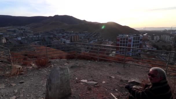 Вид Улан Батор Столицу Монголии Мемориала Цзян Март 2019 Года — стоковое видео