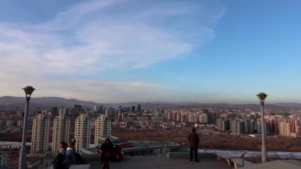 Vista Ulaanbaatar Capital Mongólia Memorial Zaisan Por Volta Março 2019 — Vídeo de Stock