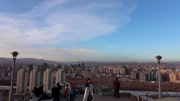 Vista Ulán Bator Capital Mongolia Desde Memorial Zaisan Alrededor Marzo — Vídeo de stock