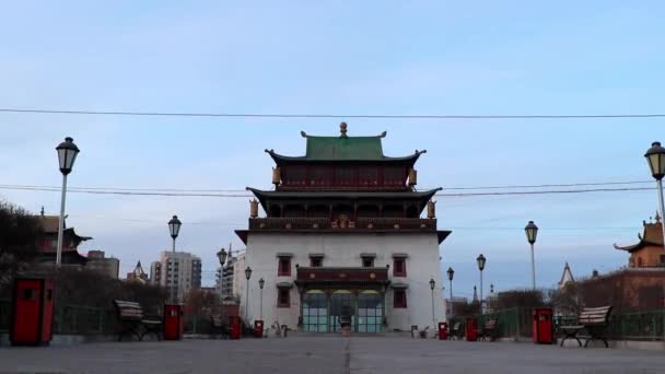 Gandský Klášter Ulaanbaataru Hlavním Městě Mongolska Kolem Března 2019 — Stock video