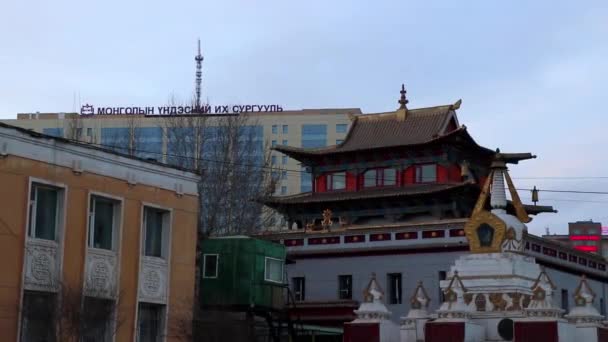 Gandský Klášter Ulaanbaataru Hlavním Městě Mongolska Kolem Března 2019 — Stock video