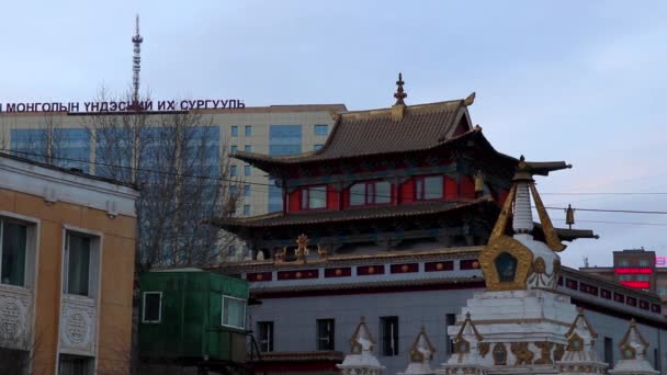 Mosteiro Gandense Ulaanbaatar Capital Mongólia Por Volta Março 2019 — Vídeo de Stock