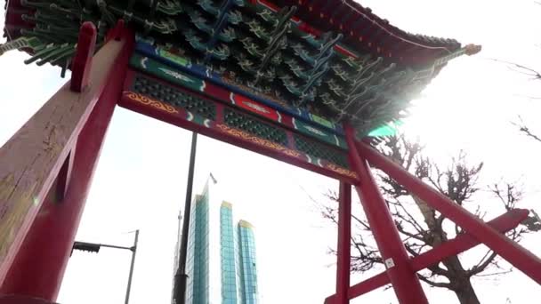 Brána Gandském Klášteře Ulaanbaataru Hlavním Městě Mongolska Kolem Března 2019 — Stock video