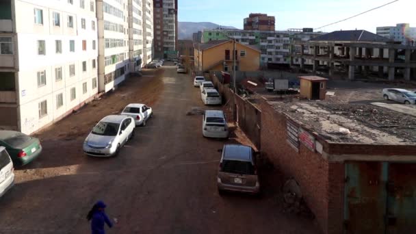 Wohnsiedlung Ulaanbaatar Der Hauptstadt Der Mongolei März 2019 — Stockvideo