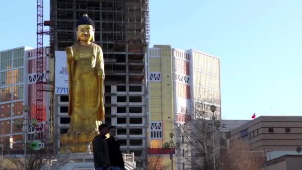 Unbekannte Internationalen Buddha Park Ulaanbaatar Der Hauptstadt Der Mongolei März — Stockvideo