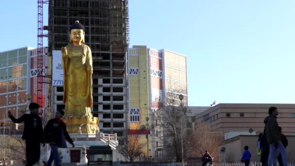 Unbekannte Internationalen Buddha Park Ulaanbaatar Der Hauptstadt Der Mongolei März — Stockvideo