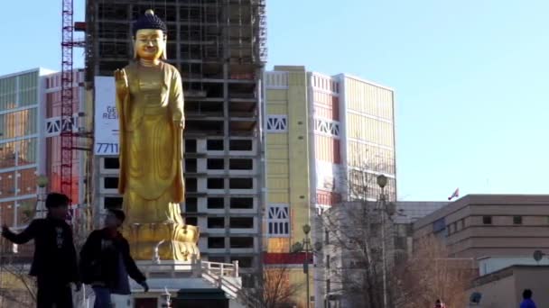 Unidentified People International Buddha Park Ulaanbaatar Capital Mongolia Circa March — Stock Video