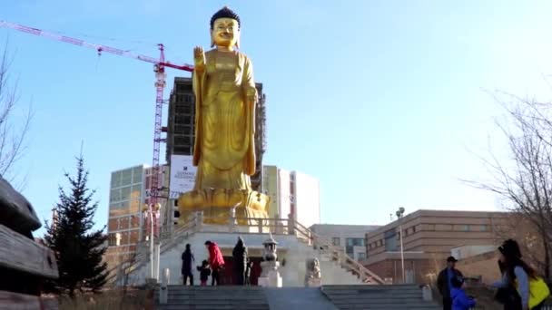 Unbekannte Internationalen Buddha Park Ulaanbaatar Der Hauptstadt Der Mongolei März — Stockvideo