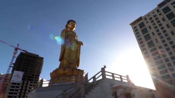 Groot Boeddhabeeld Het International Buddha Park Ulaanbaatar Hoofdstad Van Mongolië — Stockvideo