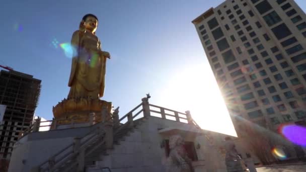 Große Buddha Statue Internationalen Buddha Park Ulaanbaatar Der Hauptstadt Der — Stockvideo