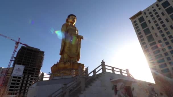 Große Buddha Statue Internationalen Buddha Park Ulaanbaatar Der Hauptstadt Der — Stockvideo