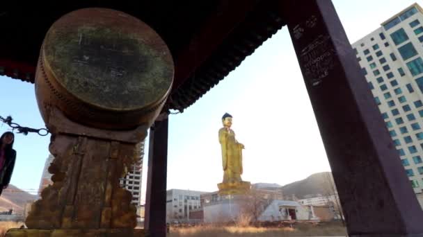 Unbekannte Internationalen Buddha Park Ulaanbaatar Der Hauptstadt Der Mongolei März — Stockvideo